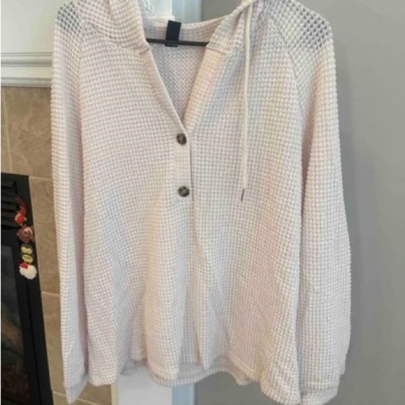 Button Raglan Sleeve Drawstring Hoodie - Picture 8 of 8